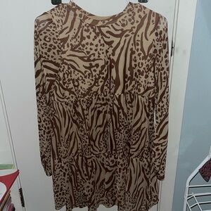 Animal print long sleeve mini dress!!! Perfect condition!!